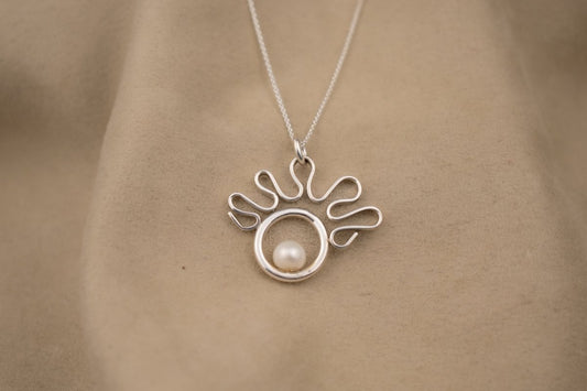 Tide Trace Circle Pearl Pendant - SunTouch Jewelry